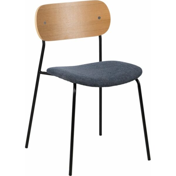 Silla Natural-Azul Tejido-Metal Salón 49 X 53 X 80 Cm