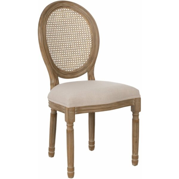 Silla Natural-Blanco Madera-Ratán Salón 44 X 46 X 95 Cm