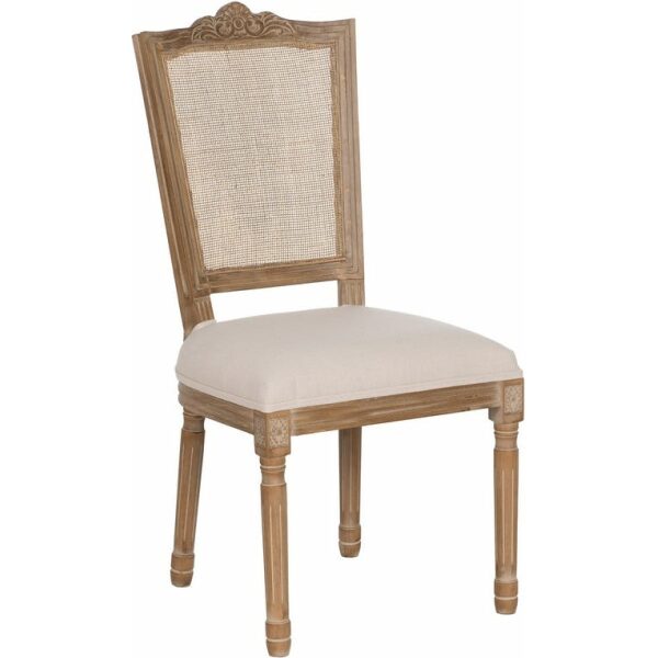 Silla Natural-Blanco Madera-Ratán Salón 44 X 48 X 98 Cm