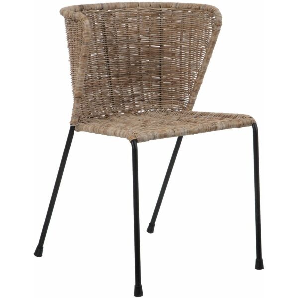 Silla Natural-Negro Fibra Natural-Metal 50 X 54 X 77 Cm