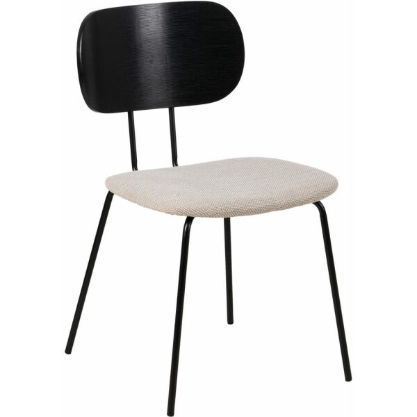 Silla Negro-Blanco Tejido-Metal Salón 48 X 55 X 82,50 Cm