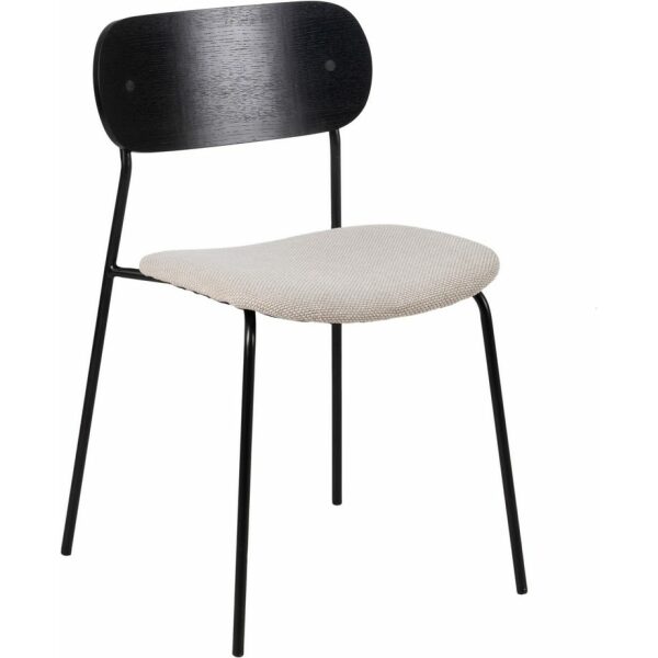 Silla Negro-Blanco Tejido-Metal Salón 49 X 53 X 80 Cm