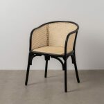 Silla Negro-Natural Madera-Ratán 56 X 58 X 77 Cm