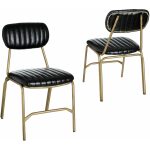 Silla Negro-Oro Pu/Metal Salón 44 X 55 X 73 Cm