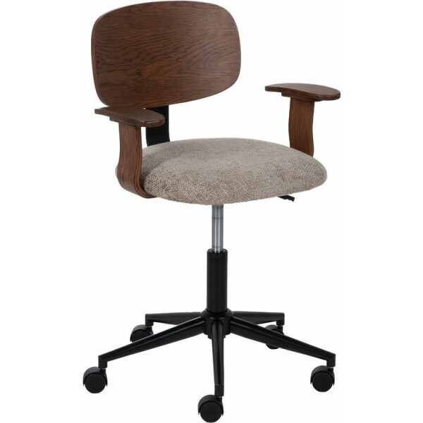 Silla Ruedas Beige-Marrón Tejido-Madera 60 X 60 X 89 Cm