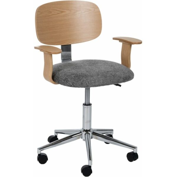 Silla Ruedas Gris-Natural Tejido-Madera 60 X 60 X 89 Cm