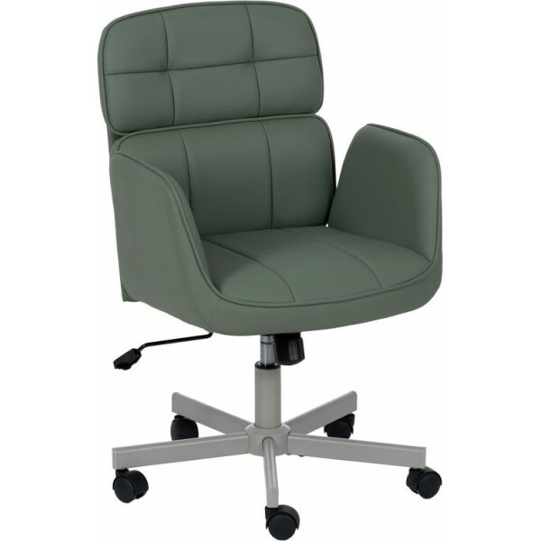 Silla Ruedas Verde Simil Piel Oficina 57 X 60,50 X 85 Cm
