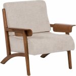 Sillón Beige Tejido-Madera Salón 76 X 72 X 77 Cm