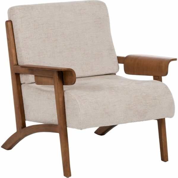 Sillón Beige Tejido-Madera Salón 76 X 72 X 77 Cm