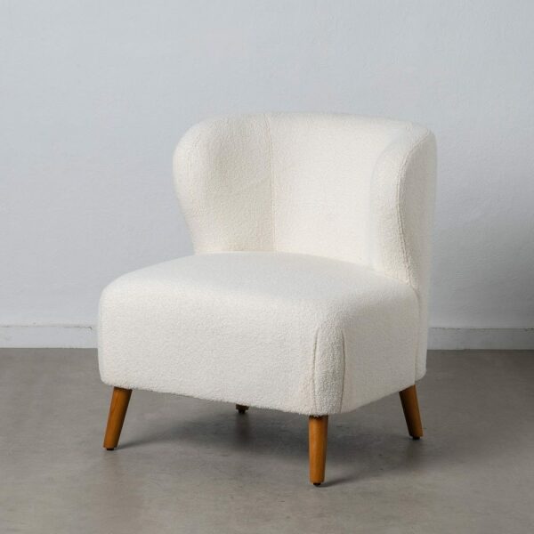 Sillón Blanco Madera De Caucho Salón 72 X 78 X 82 Cm