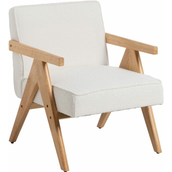 Sillón Blanco-Marrón Madera De Caucho 57 X 50 X 77 Cm