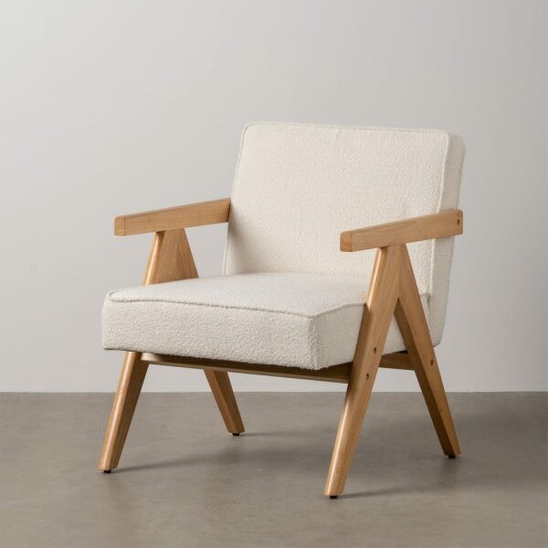 Sillón Blanco-Marrón Madera De Caucho 57 X 50 X 77 Cm