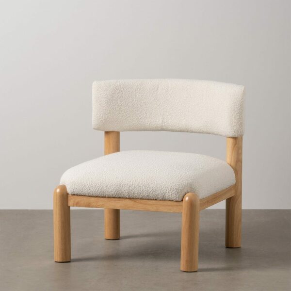 Sillón Blanco-Natural Madera De Caucho 62 X 62 X 71 Cm