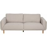 Sofá 3 Plazas Beige Tejido-Madera Salón 216 X 90 X 82 Cm