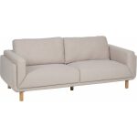 Sofá 3 Plazas Beige Tejido-Madera Salón 216 X 90 X 82 Cm